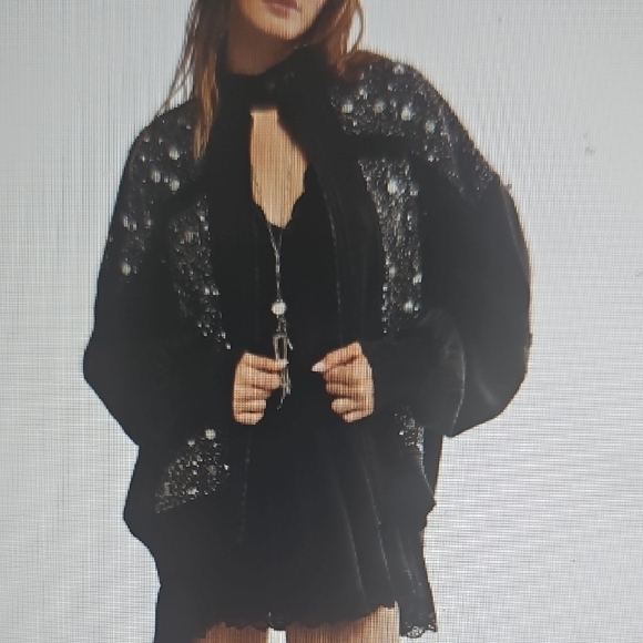 Free People Black Sparkle Sweatshirt Sz XL NWT - Picture 8 of 8